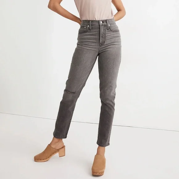 Madewell Perfect Vintage Jean in Connell Wash: Ripped Edition Size 26 Gray - Picture 1 of 11